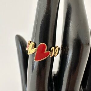 Gold and Red Heart Ring